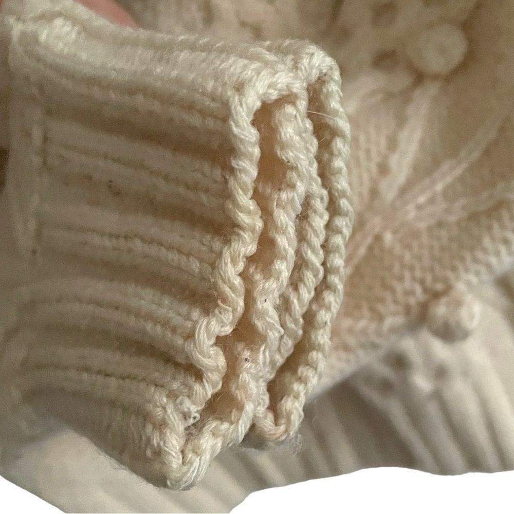 Vintage Hand Knit Wool Sweater Cream L - Picture 4 of 7